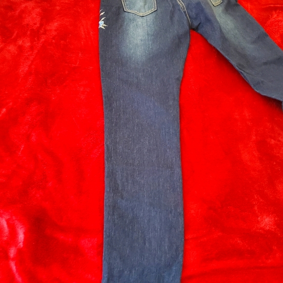 🛑NWOT Loasoklf Skinny Navy Floral Jeans XL - Picture 9 of 10